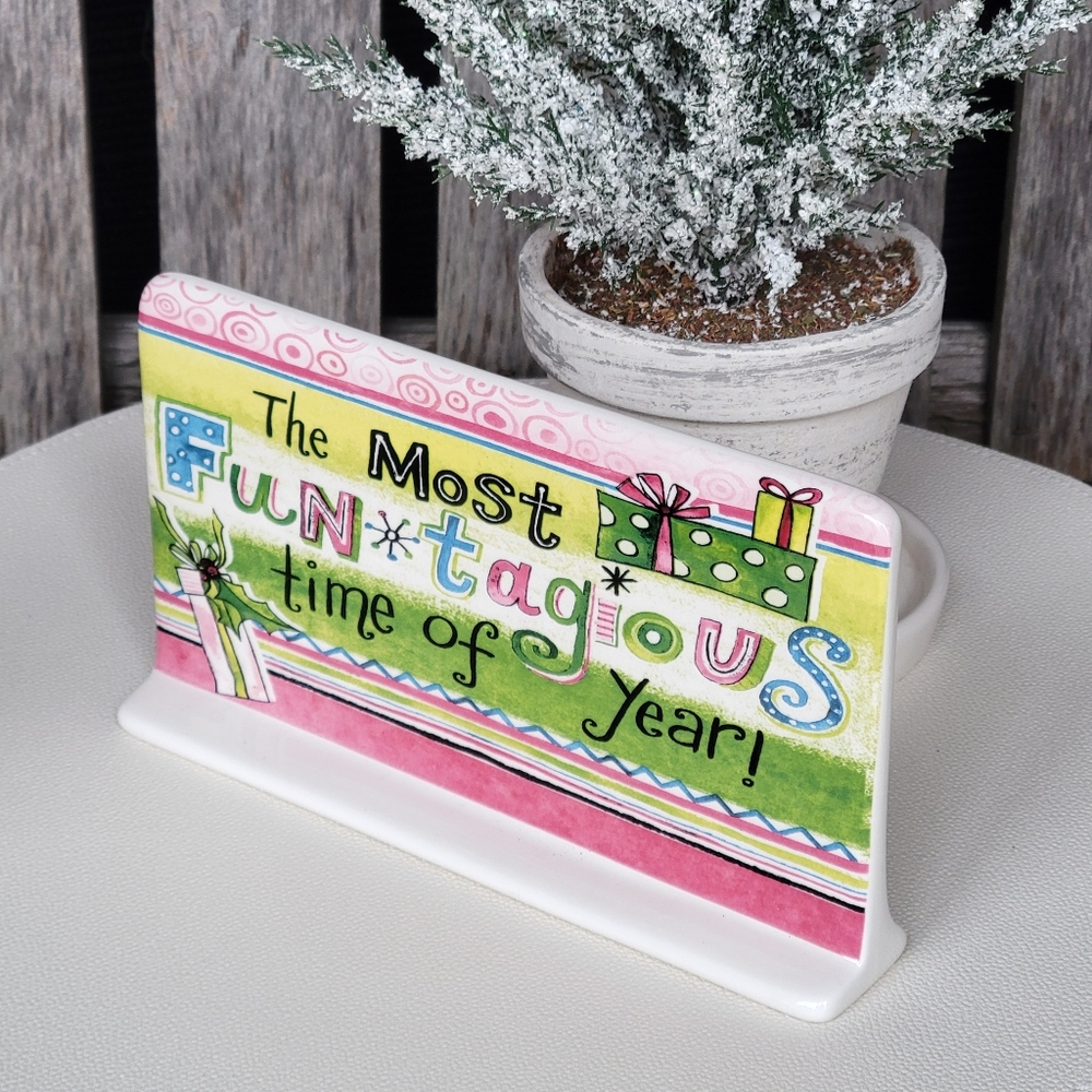 Certified International THE MOST FUNTAGIOUS TIME OF YEAR ceramic pastel plaque - Picture 5 of 5